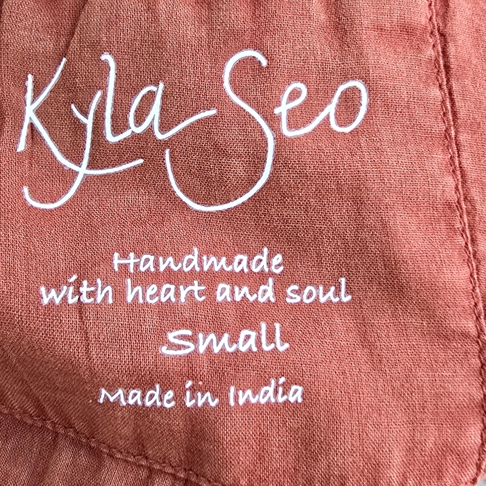 NWT Kyla Seo Caite Sz S Paloma Embroidered Cotton Blouse Top Terracota Boho - Picture 10 of 16